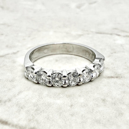 14K White Gold 1.02 Carat 7 - Stone Natural Diamond Band Ring - WeilJewelry