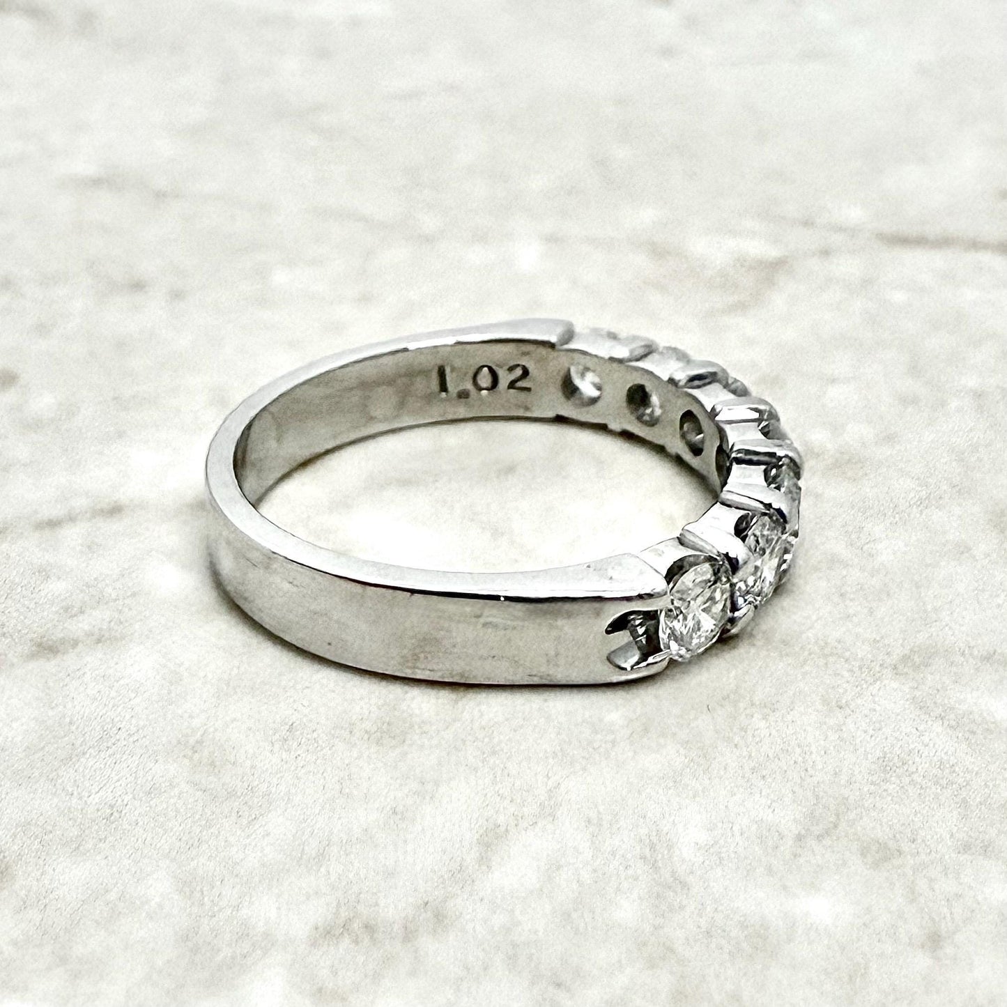 14K White Gold 1.02 Carat 7 - Stone Natural Diamond Band Ring - WeilJewelry