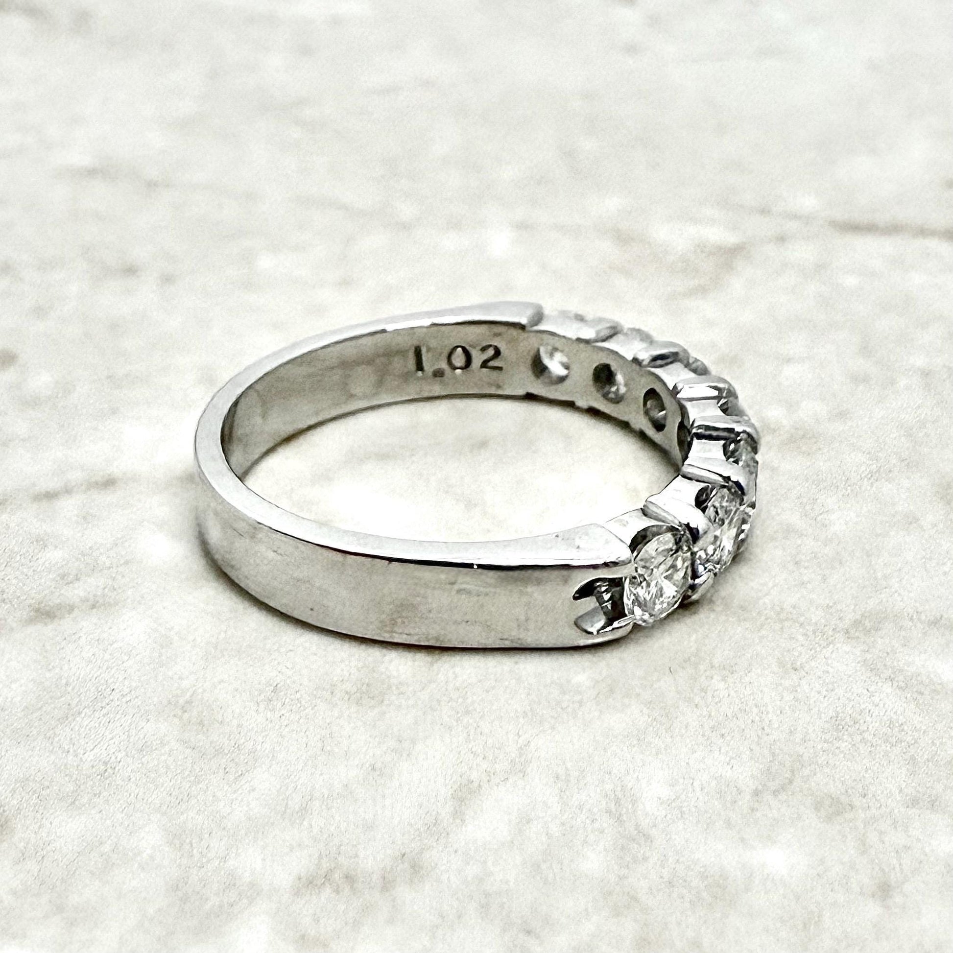 14K White Gold 1.02 Carat 7 - Stone Natural Diamond Band Ring - WeilJewelry