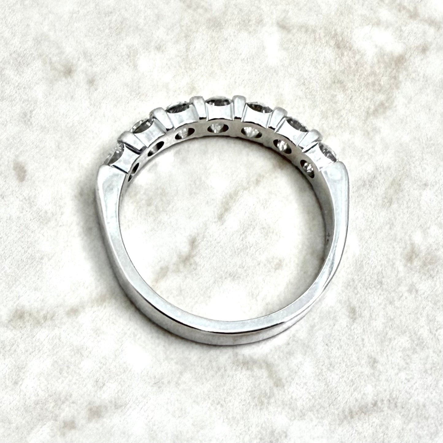 14K White Gold 1.02 Carat 7 - Stone Natural Diamond Band Ring - WeilJewelry