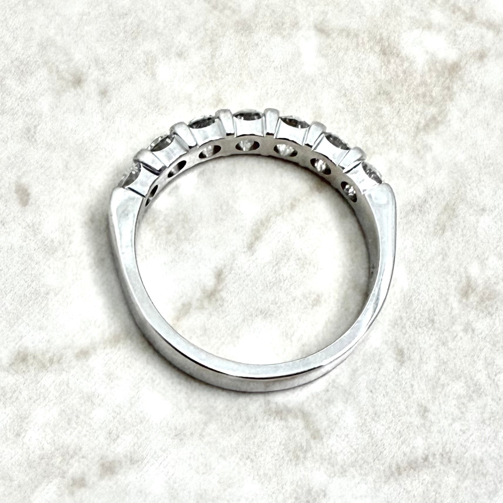 14K White Gold 1.02 Carat 7 - Stone Natural Diamond Band Ring - WeilJewelry