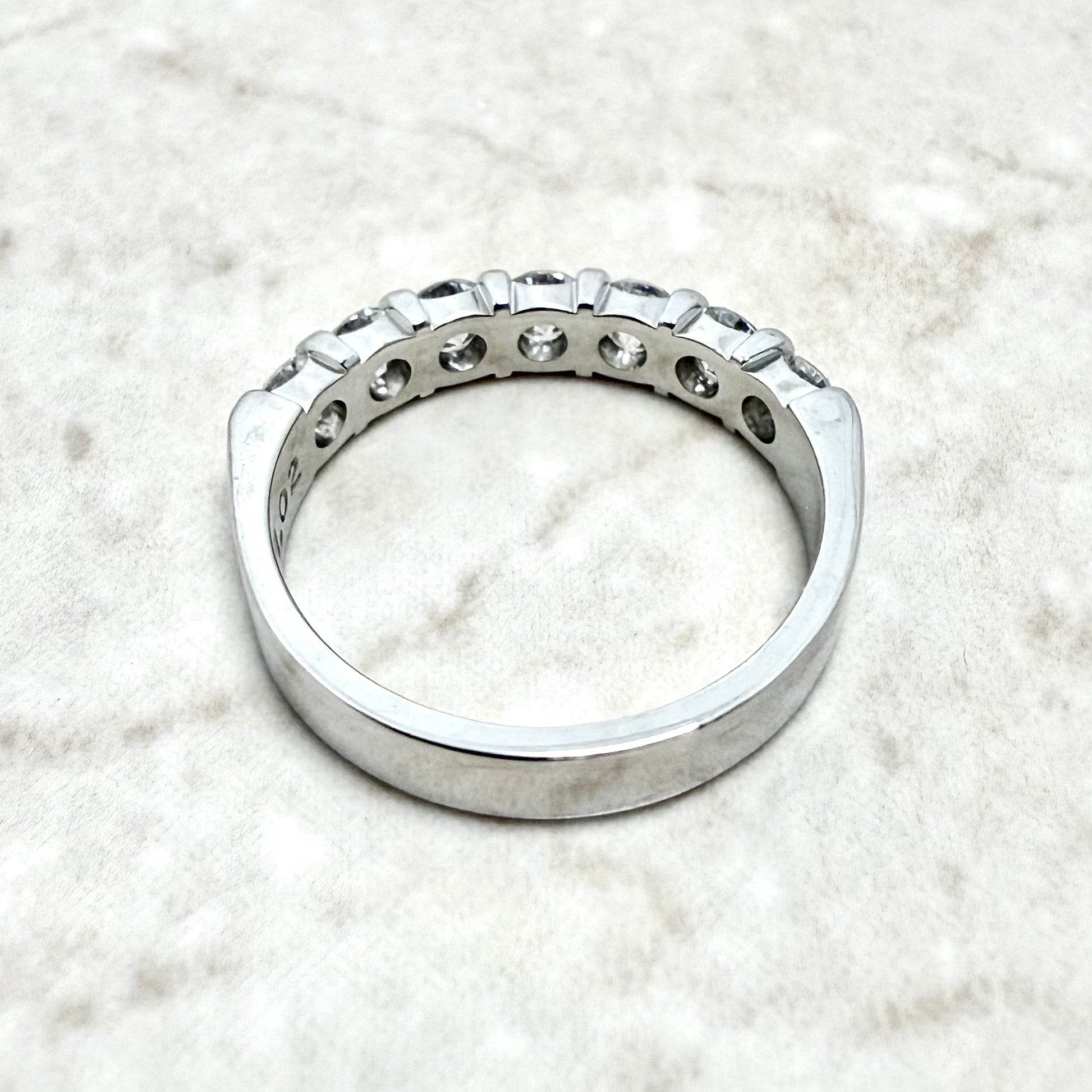 14K White Gold 1.02 Carat 7 - Stone Natural Diamond Band Ring - WeilJewelry