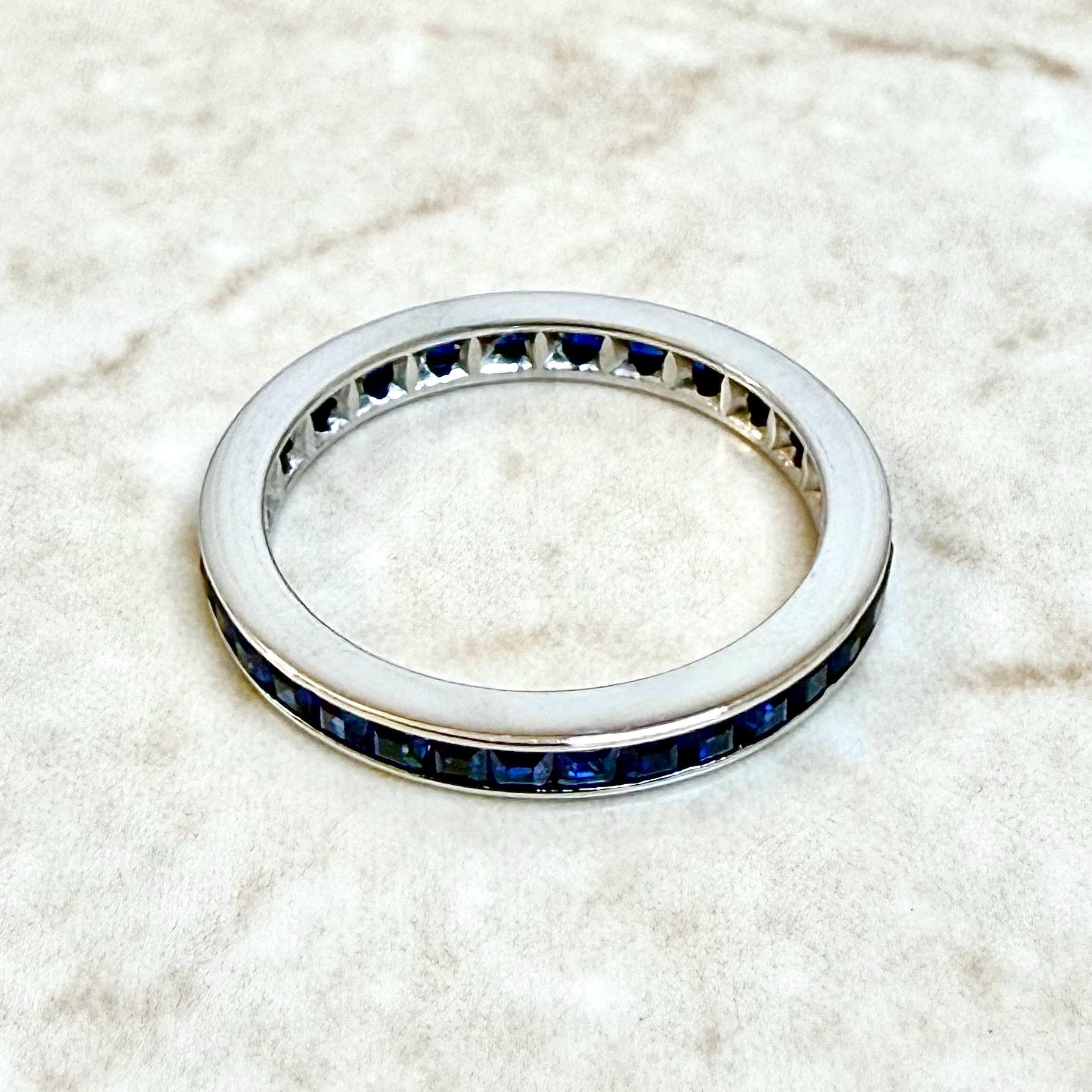 14K White Gold 1.5 Carat Blue Sapphire Eternity Band Ring - WeilJewelry