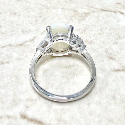 14K White Gold 1.50 Carat Natural Opal & Diamond Cocktail Ring - WeilJewelry