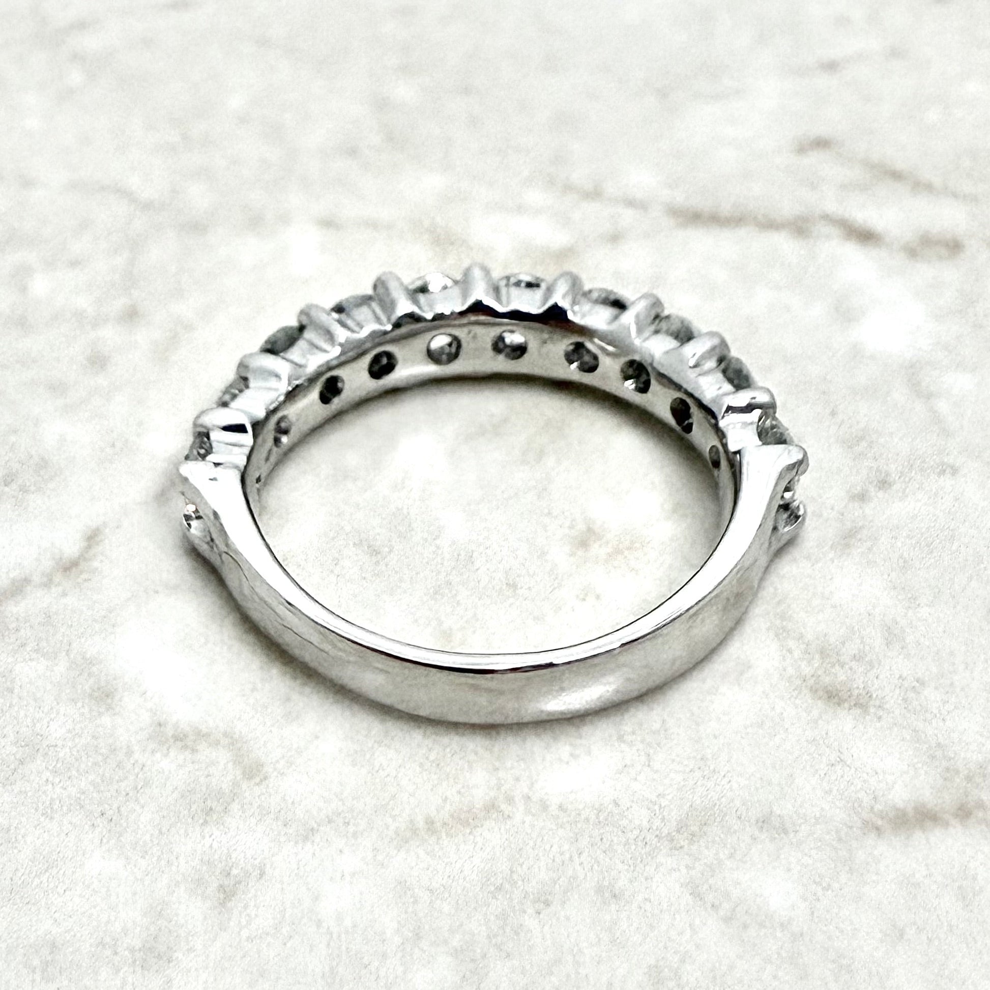 14K White Gold 1.60 Carat Natural Diamond Half Eternity Ring - WeilJewelry