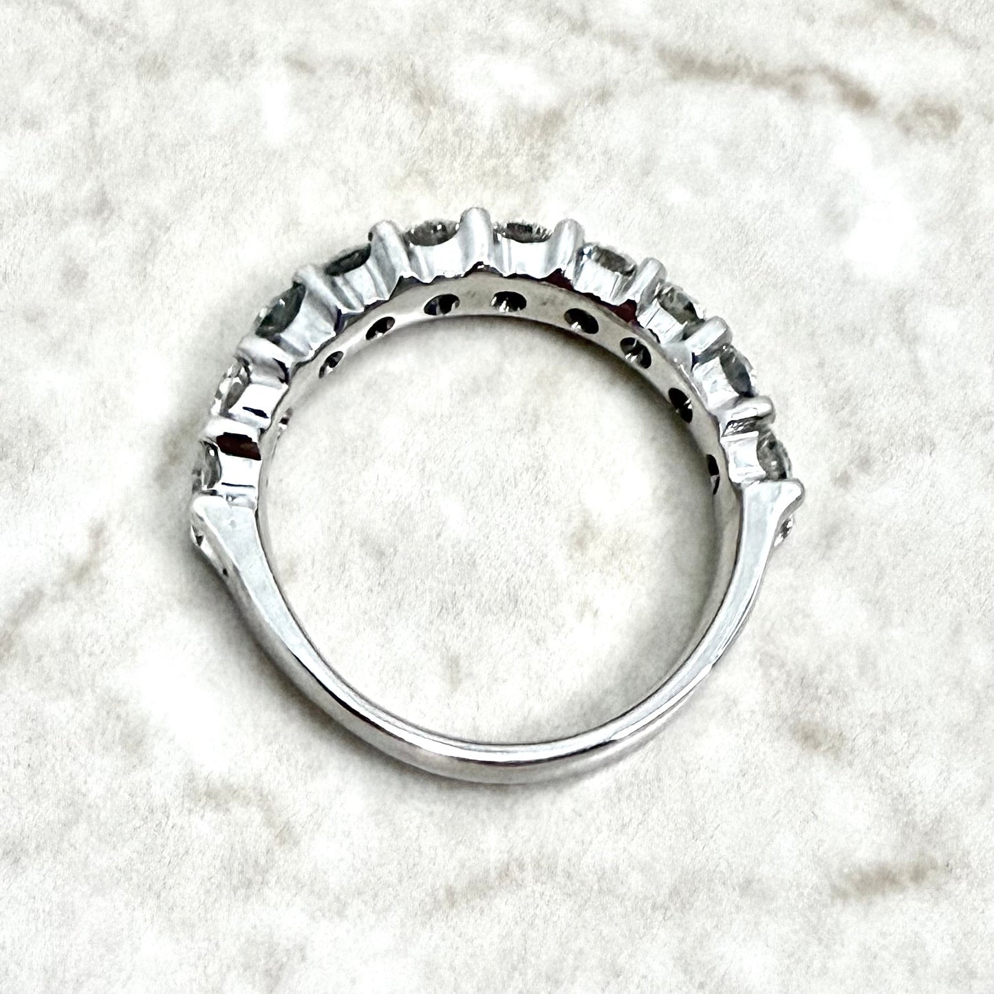 14K White Gold 1.60 Carat Natural Diamond Half Eternity Ring - WeilJewelry