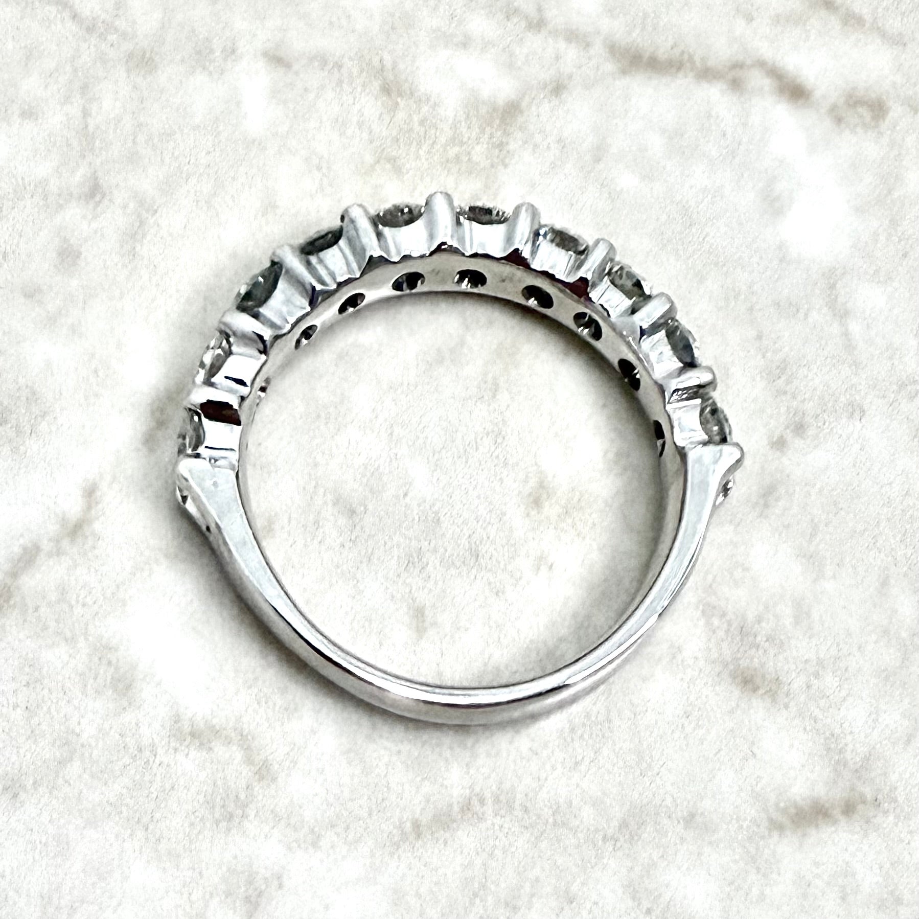 14K White Gold 1.60 Carat Natural Diamond Half Eternity Ring - WeilJewelry
