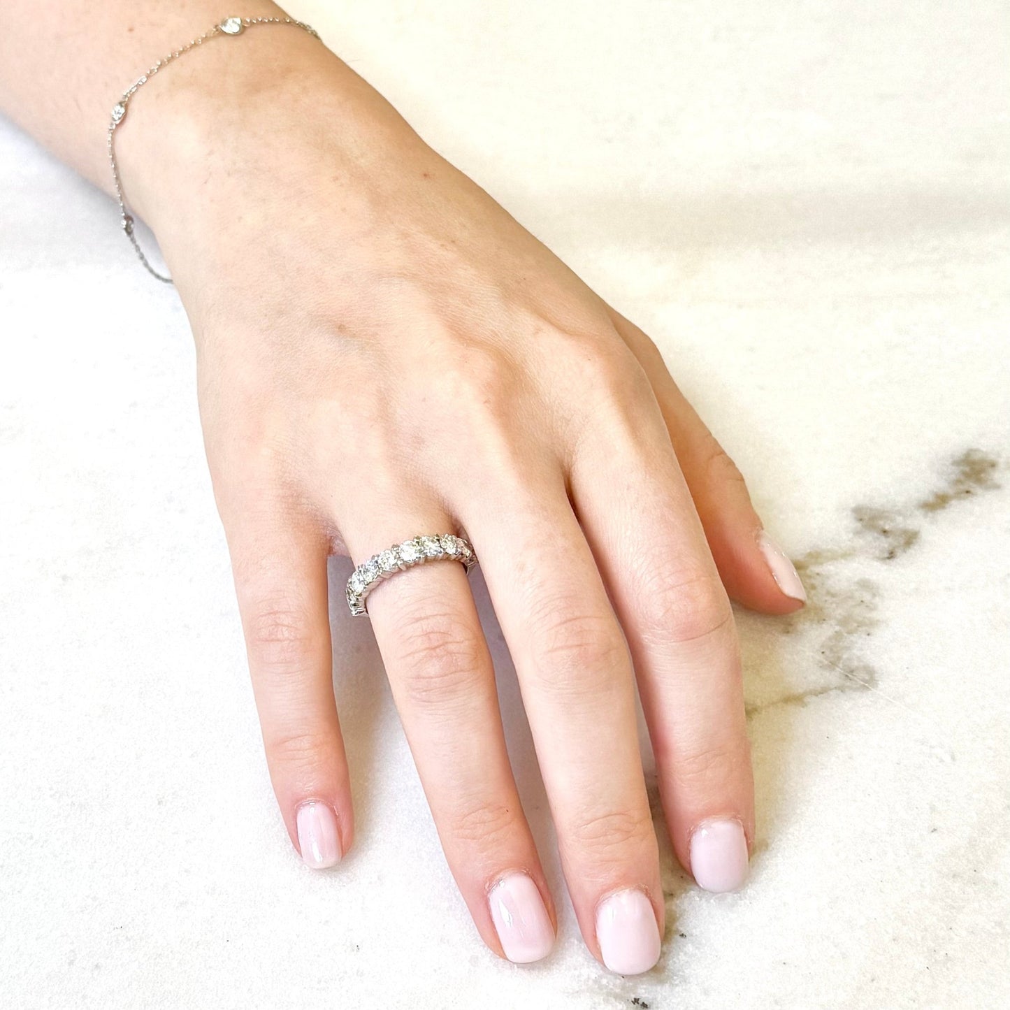 14K White Gold 1.60 Carat Natural Diamond Half Eternity Ring - WeilJewelry