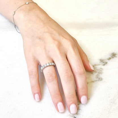 14K White Gold 1.60 Carat Natural Diamond Half Eternity Ring - WeilJewelry