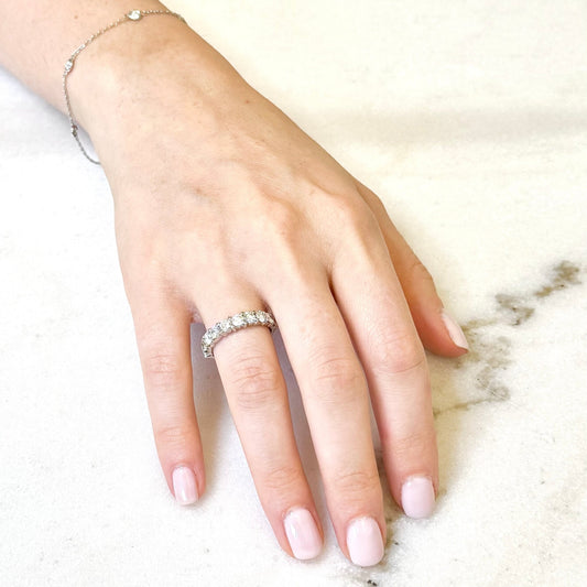 14K White Gold 1.60 Carat Natural Diamond Half Eternity Ring - WeilJewelry