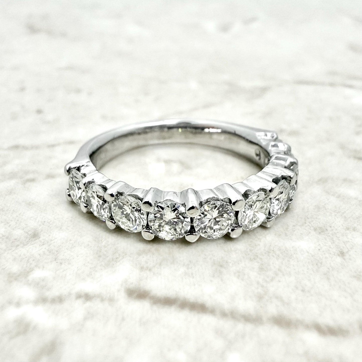 14K White Gold 1.65 Carat Natural Diamond Half Eternity Ring - WeilJewelry