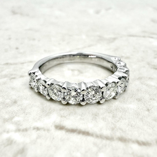 14K White Gold 1.65 Carat Natural Diamond Half Eternity Ring - WeilJewelry