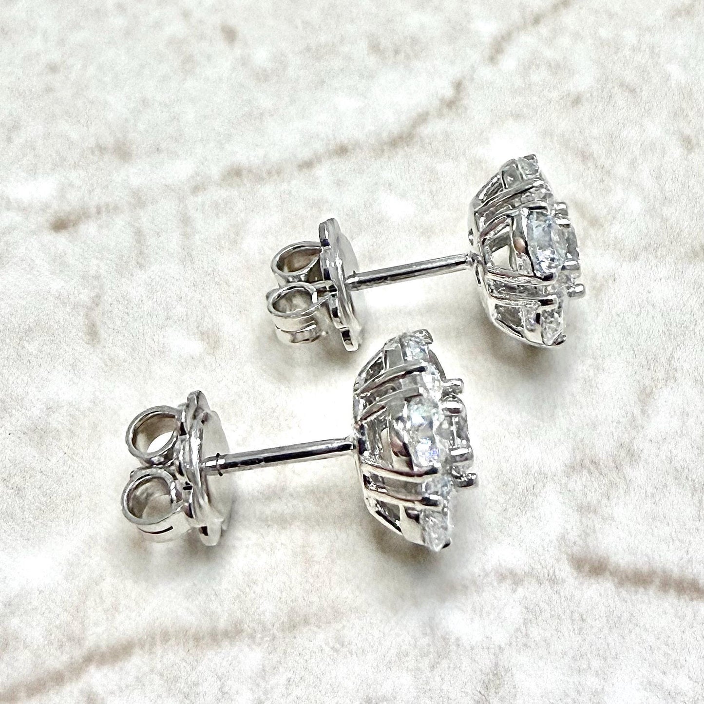 14K White Gold 2.7 Carats Natural Diamond Cluster Earrings - WeilJewelry