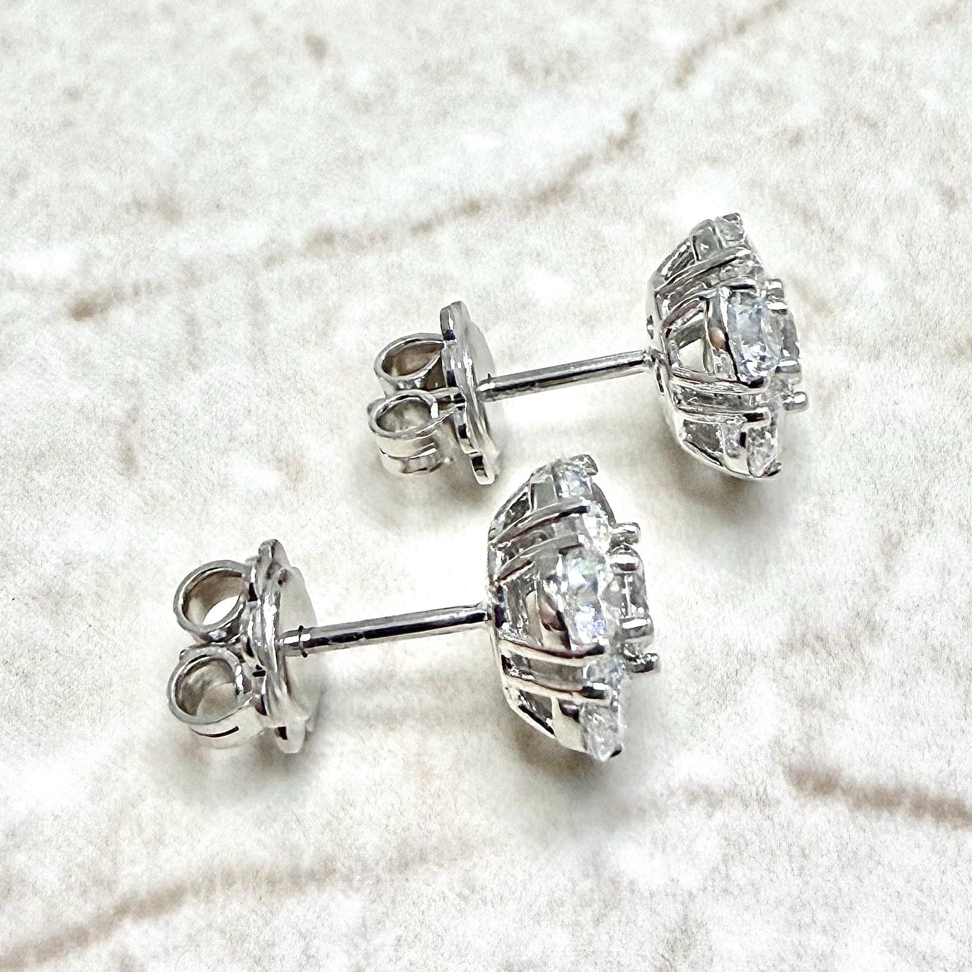 14K White Gold 2.7 Carats Natural Diamond Cluster Earrings - WeilJewelry