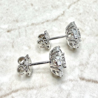 14K White Gold 2.7 Carats Natural Diamond Cluster Earrings - WeilJewelry