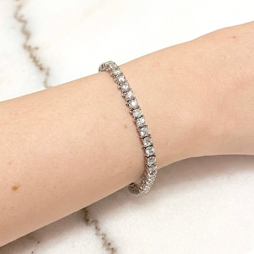 14K White Gold 9 Carats Natural Diamond Tennis Bracelet - WeilJewelry