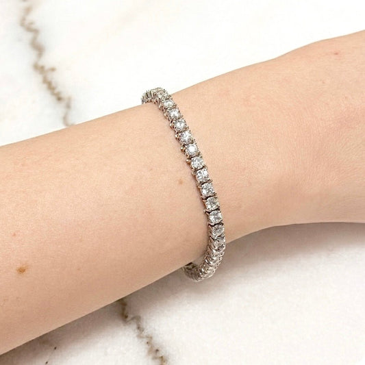 14K White Gold 9 Carats Natural Diamond Tennis Bracelet - WeilJewelry