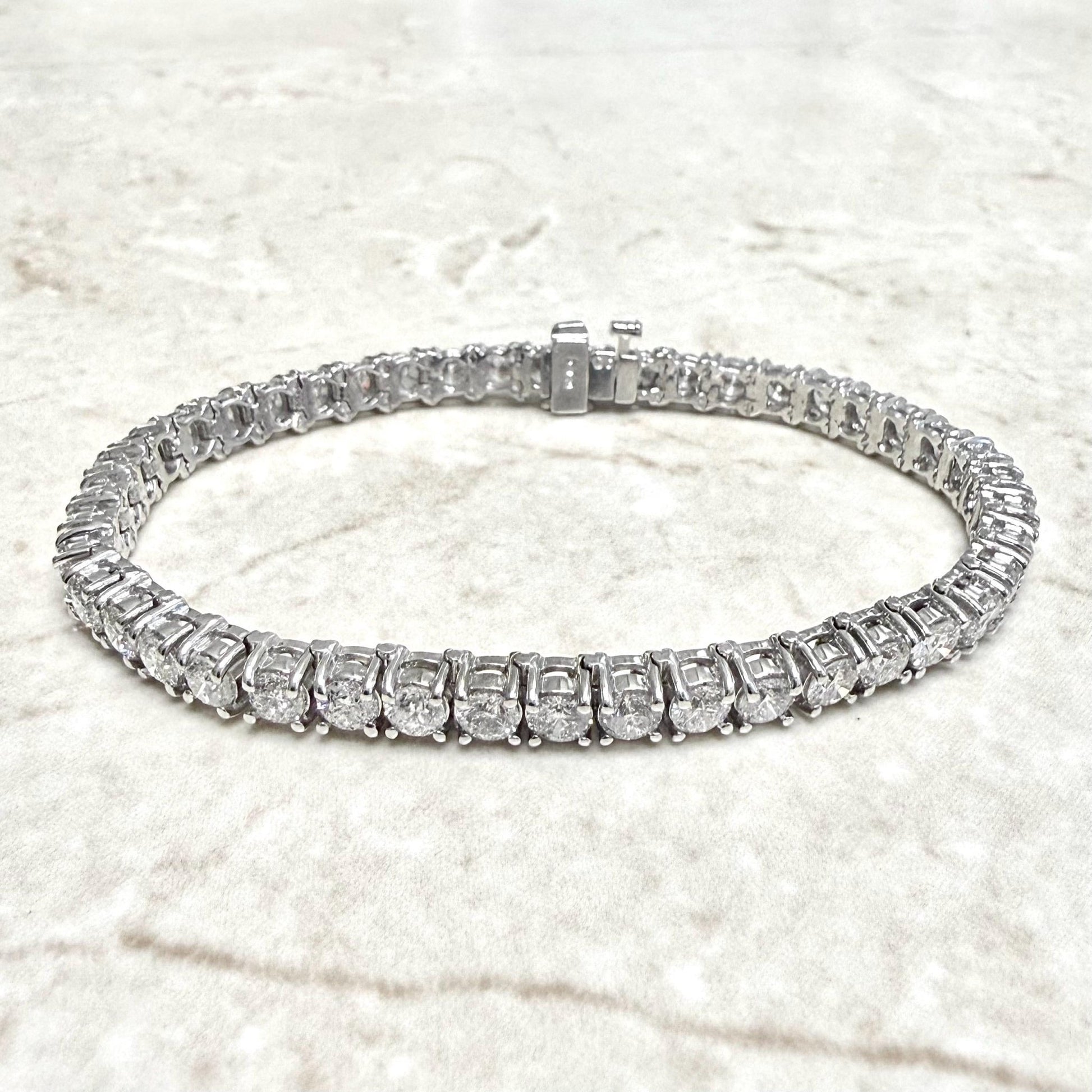 14K White Gold 9 Carats Natural Diamond Tennis Bracelet - WeilJewelry