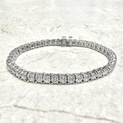 14K White Gold 9 Carats Natural Diamond Tennis Bracelet - WeilJewelry