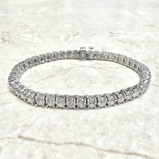 14K White Gold 9 Carats Natural Diamond Tennis Bracelet - WeilJewelry
