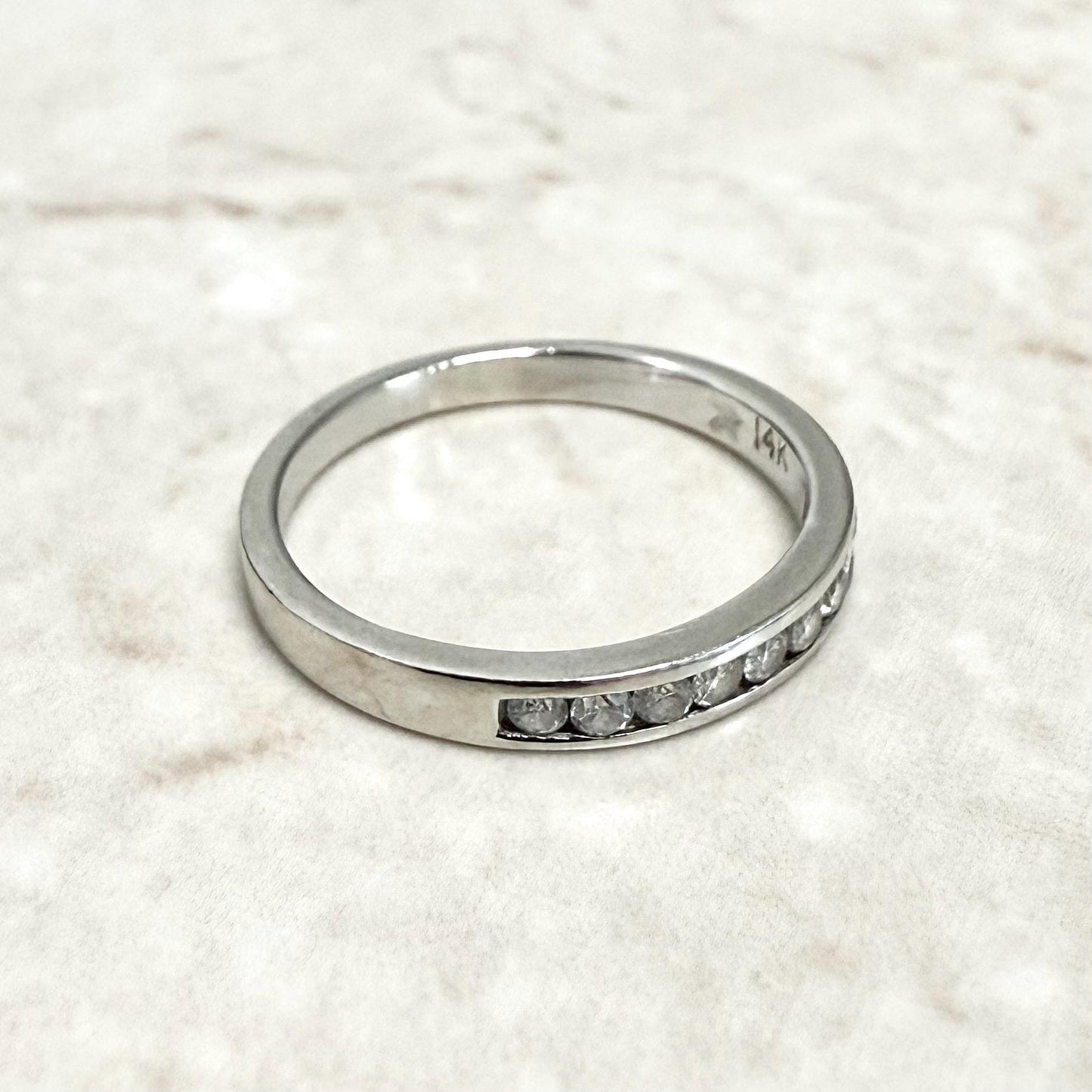 14K White Gold Channel - Set 0.15 Carat Natural Diamond Band Ring - WeilJewelry