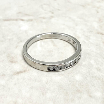 14K White Gold Channel - Set 0.15 Carat Natural Diamond Band Ring - WeilJewelry