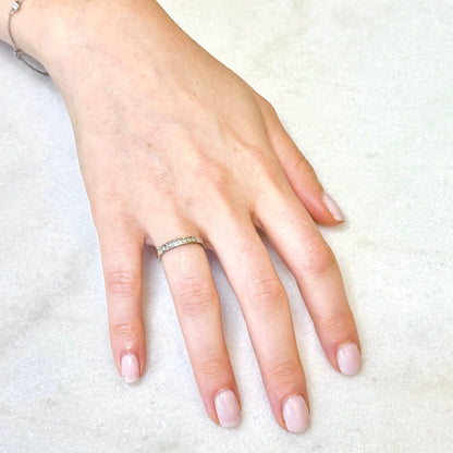 14K White Gold Channel - Set 0.15 Carat Natural Diamond Band Ring - WeilJewelry