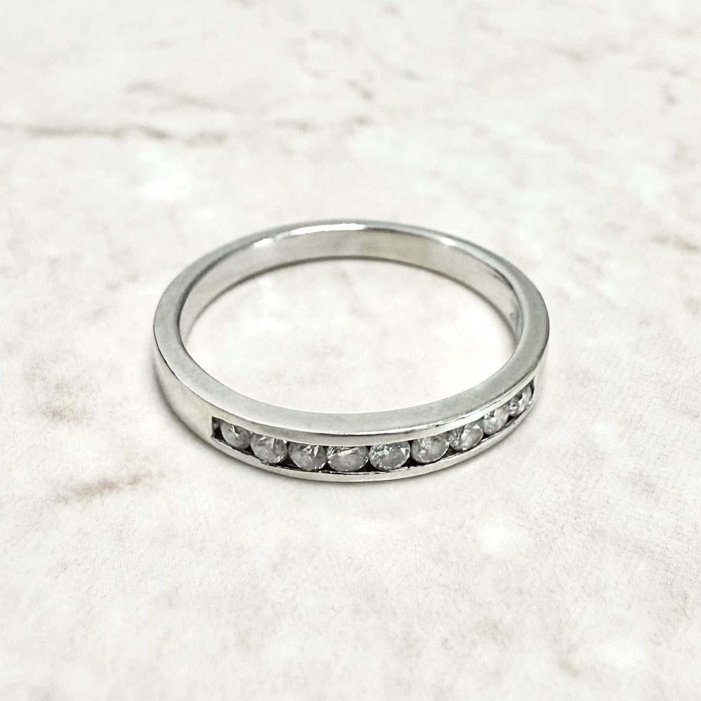 14K White Gold Channel - Set 0.15 Carat Natural Diamond Band Ring - WeilJewelry