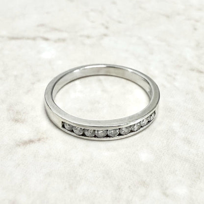 14K White Gold Channel - Set 0.15 Carat Natural Diamond Band Ring - WeilJewelry