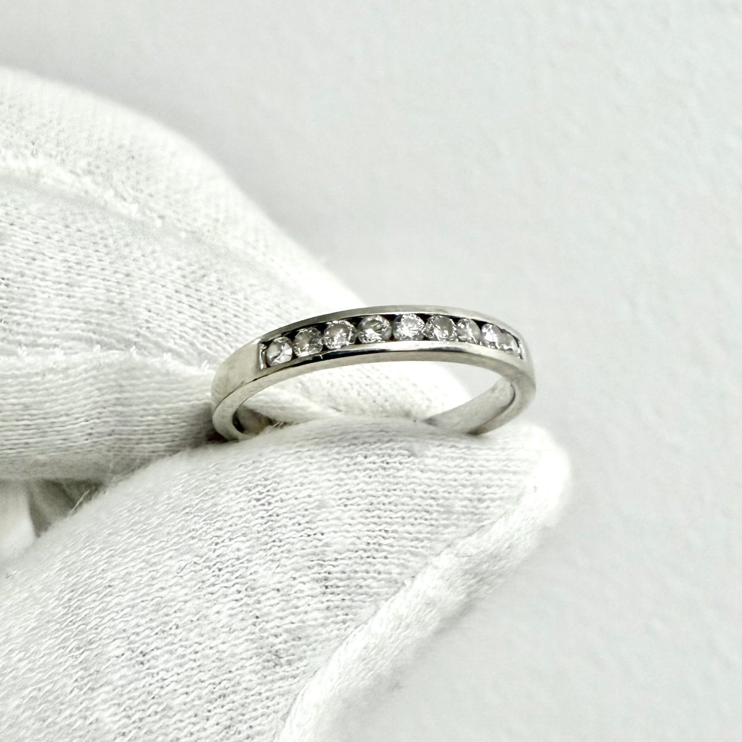 14K White Gold Channel - Set 0.15 Carat Natural Diamond Band Ring - WeilJewelry