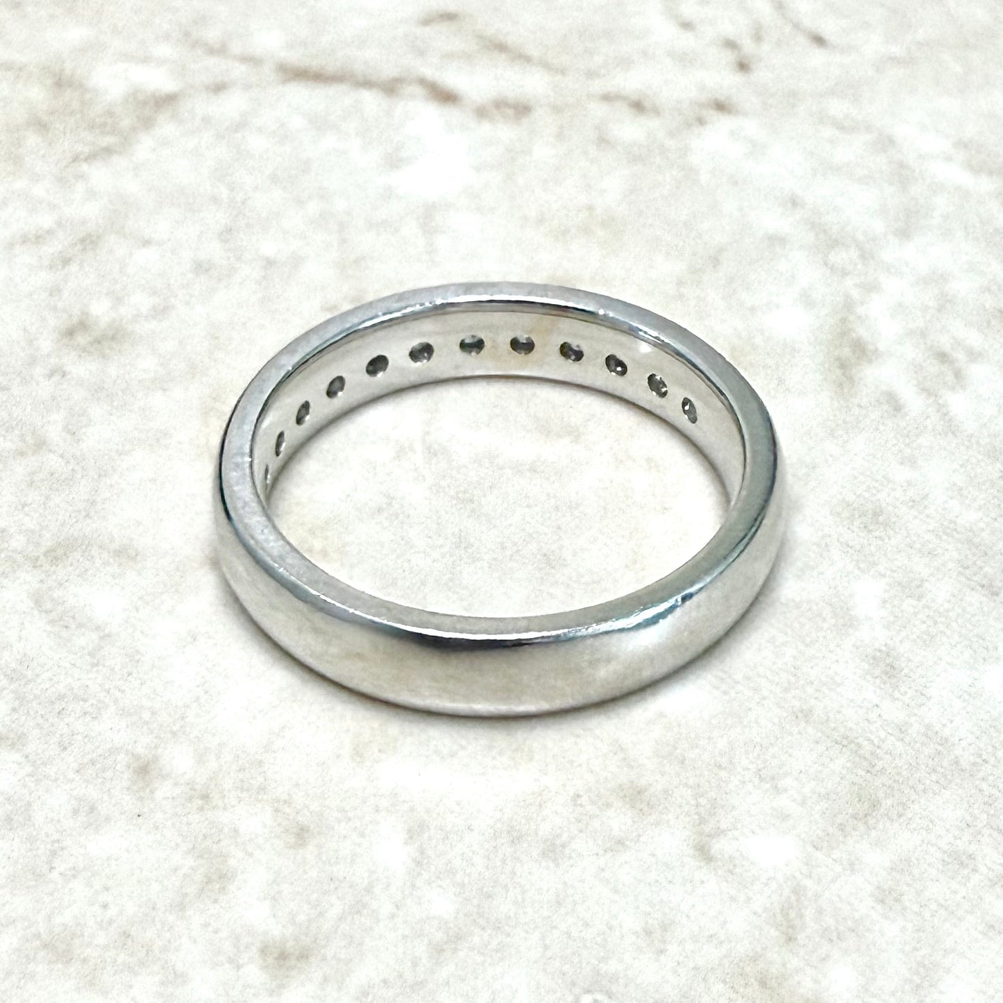 14K White Gold Channel - Set 1/2 CT Natural Diamond Half Eternity Ring - WeilJewelry