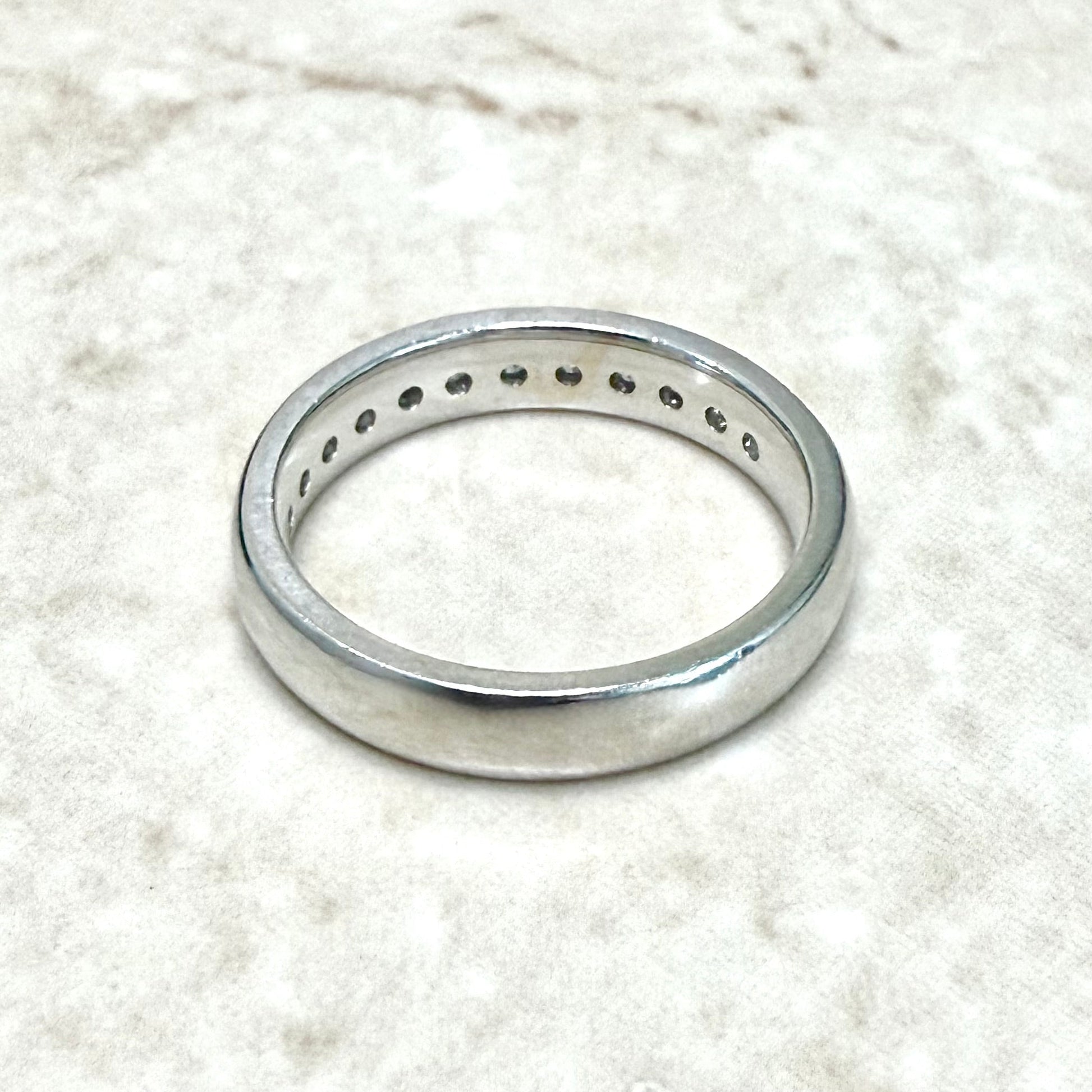 14K White Gold Channel - Set 1/2 CT Natural Diamond Half Eternity Ring - WeilJewelry