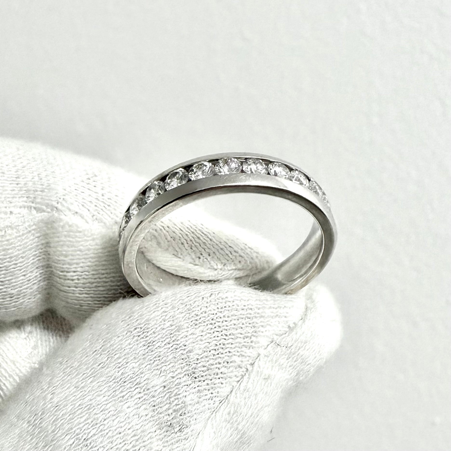 14K White Gold Channel - Set 1/2 CT Natural Diamond Half Eternity Ring - WeilJewelry