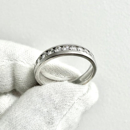 14K White Gold Channel - Set 1/2 CT Natural Diamond Half Eternity Ring - WeilJewelry