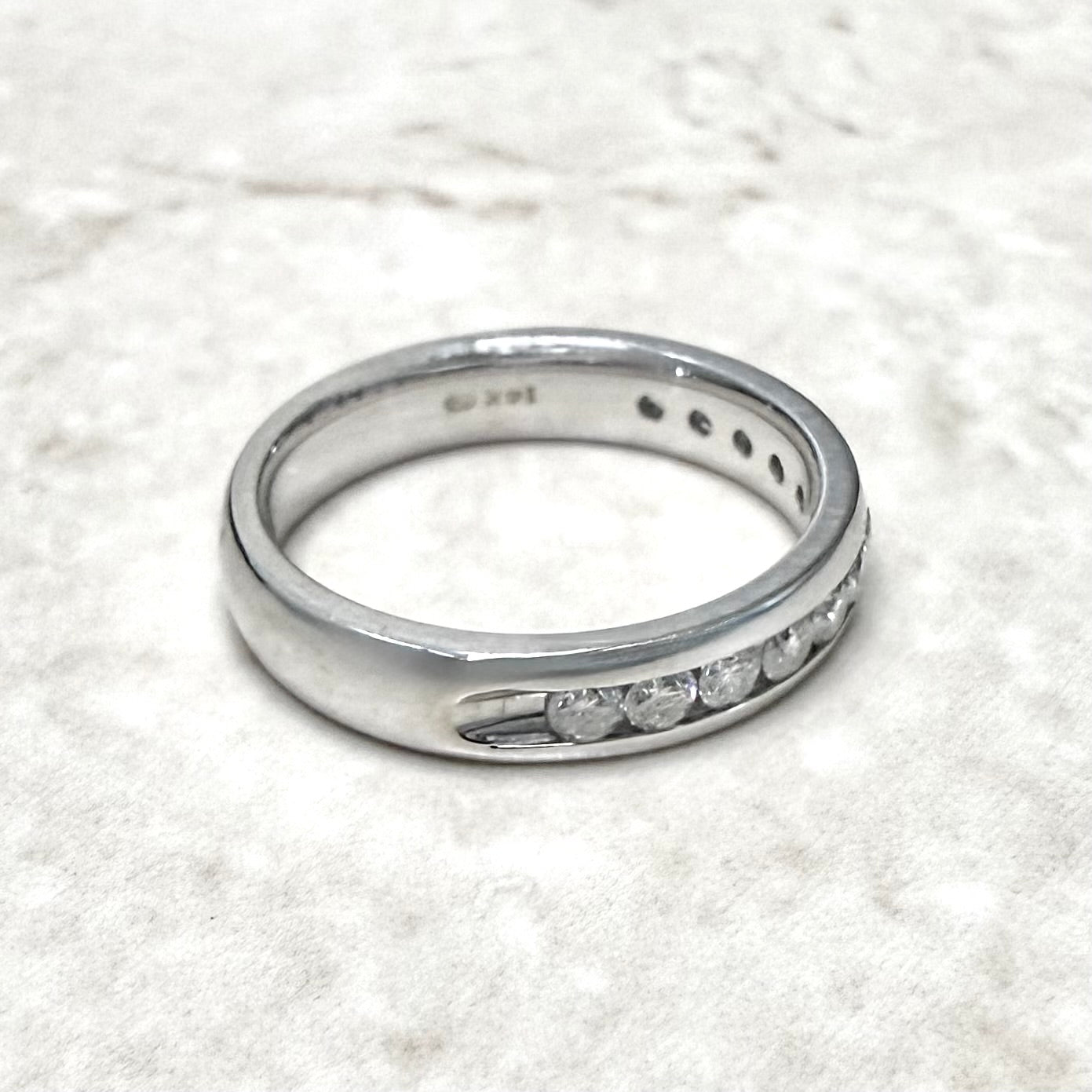 14K White Gold Channel - Set 1/2 CT Natural Diamond Half Eternity Ring - WeilJewelry