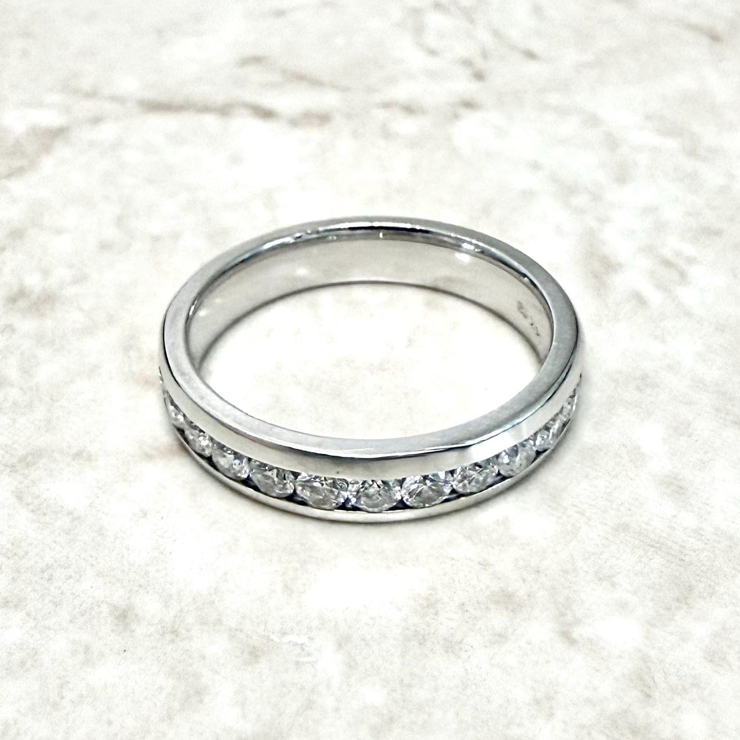 14K White Gold Channel - Set 1/2 CT Natural Diamond Half Eternity Ring - WeilJewelry