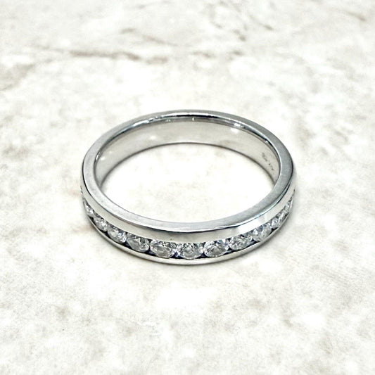 14K White Gold Channel - Set 1/2 CT Natural Diamond Half Eternity Ring - WeilJewelry