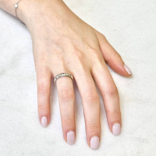 14K White Gold Channel - Set 1/2 CT Natural Diamond Half Eternity Ring - WeilJewelry