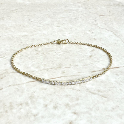 14K Yellow Gold 0.25 Carat Diamond Bar Bracelet - WeilJewelry