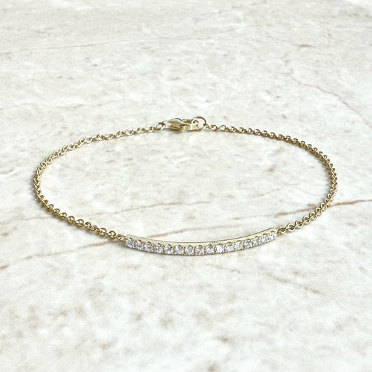 14K Yellow Gold 0.25 Carat Diamond Bar Bracelet - WeilJewelry