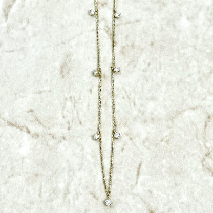 14K Yellow Gold 0.25 Carat Multi Drop Diamond Station Necklace - WeilJewelry