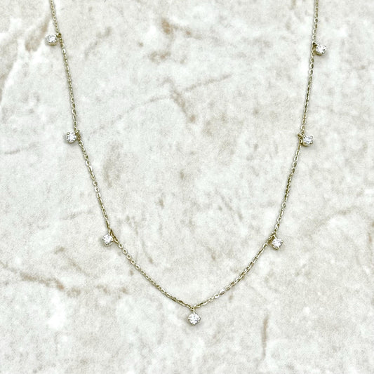 14K Yellow Gold 0.25 Carat Multi Drop Diamond Station Necklace - WeilJewelry