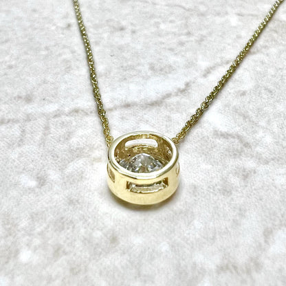 14K Yellow Gold Bezel Set 1 CT Lab Grown Diamond Solitaire Necklace - WeilJewelry