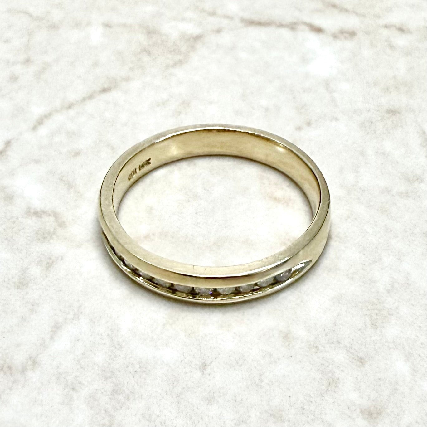 14K Yellow Gold Channel - Set 0.18 Carat Natural Diamond Band Ring - WeilJewelry