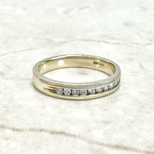 14K Yellow Gold Channel - Set 0.18 Carat Natural Diamond Band Ring - WeilJewelry