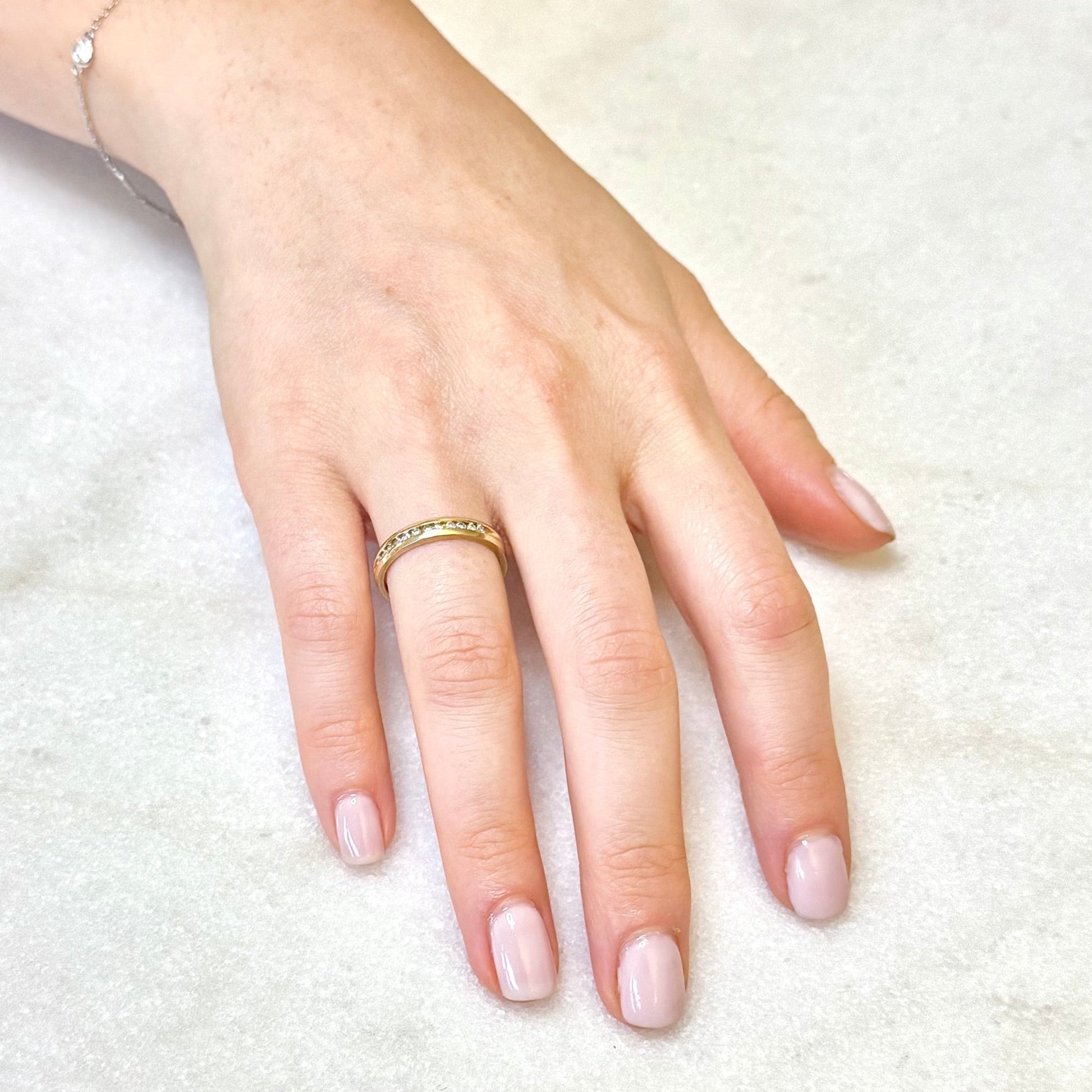 14K Yellow Gold Channel - Set 0.18 Carat Natural Diamond Band Ring - WeilJewelry