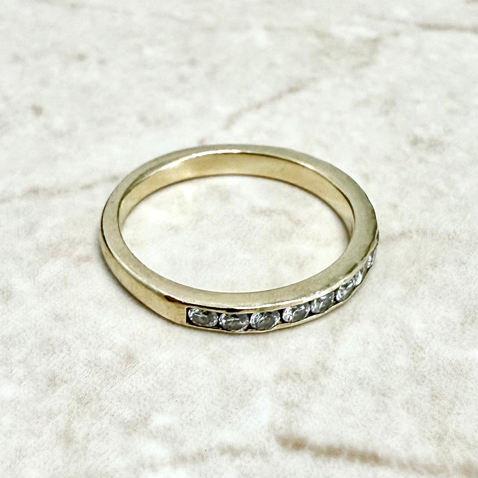 14K Yellow Gold Channel - Set 0.40 Carat Diamond Half Eternity Band Ring - WeilJewelry
