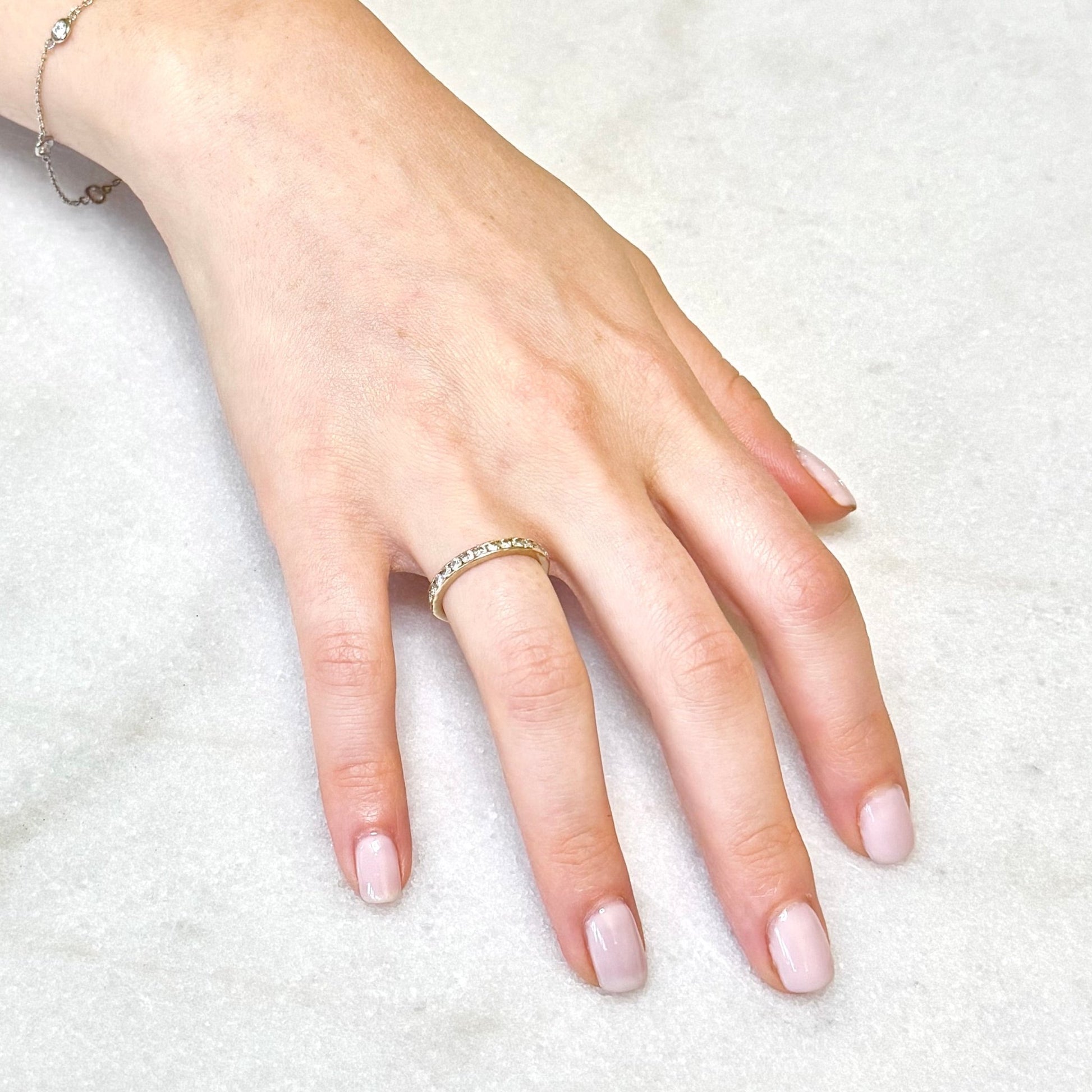 14K Yellow Gold Channel - Set 0.40 Carat Diamond Half Eternity Band Ring - WeilJewelry