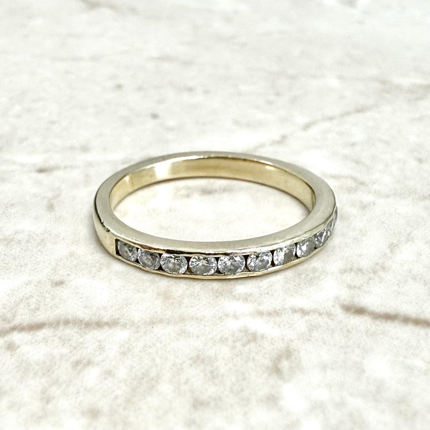 14K Yellow Gold Channel - Set 0.40 Carat Diamond Half Eternity Band Ring - WeilJewelry