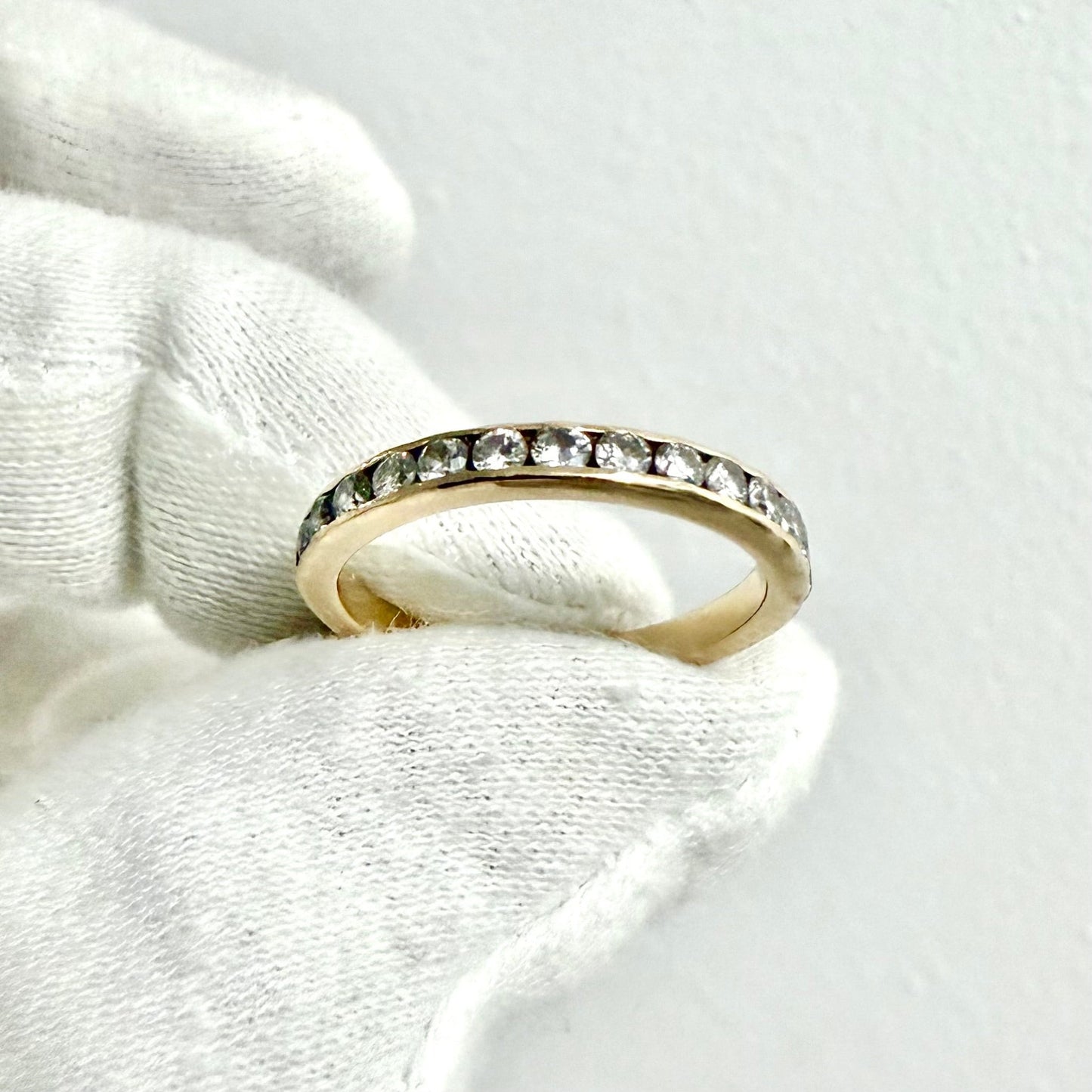 14K Yellow Gold Channel - Set 0.40 Carat Diamond Half Eternity Band Ring - WeilJewelry